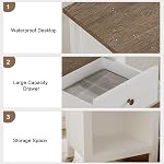 ChooChoo Farmhouse Nightstand with Charging Station, Wooden Top Bedside End Table with Drawer and Storage Space for Bedroom, White