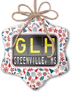 Christmas Ornament GLH Airport Code for Greenville, MS Red White Blue Xmas