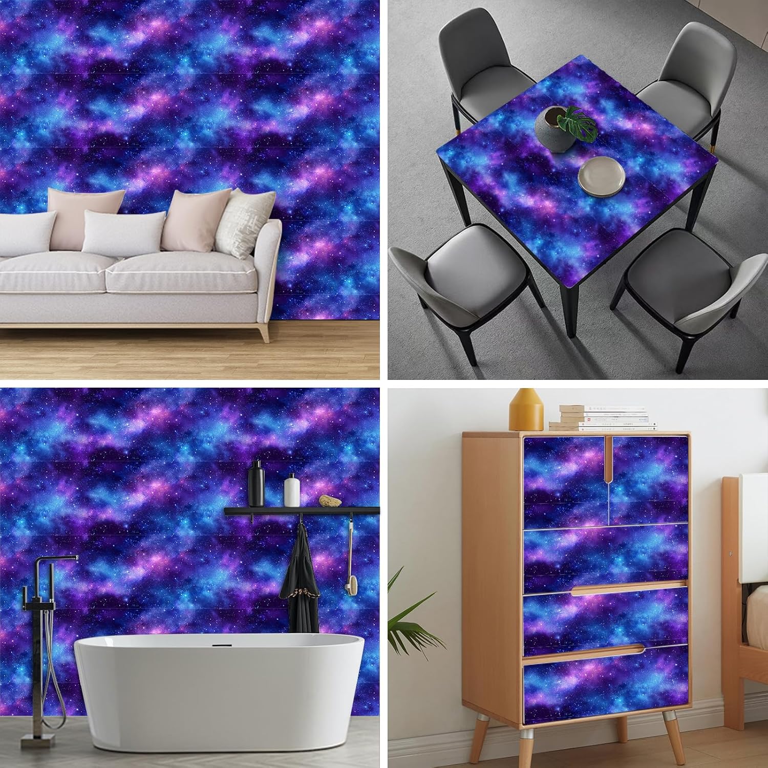 HOMETITUTE Galaxy Wallpaper Peel and Stick Space Contact Paper Wall Paper Stick 118.1"x17.7" Self Adhesive Vinyl Decorative Wall Covering for Bedroom Living Room Kids Room Cosmic Decor