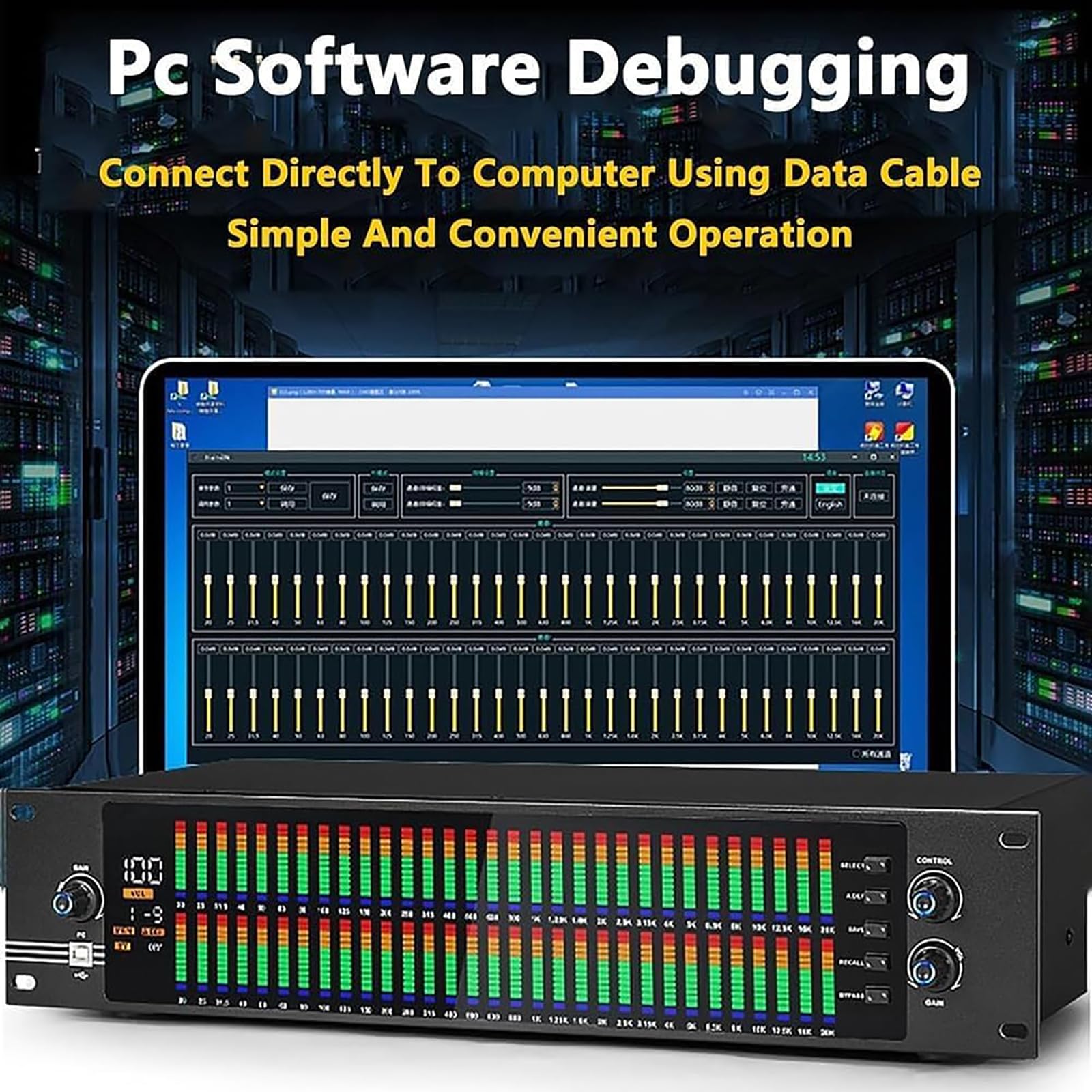 McbeAn Ecualizador Gráfico De Audio Estéreo, Ecualizador Digital De 31 Bandas, Pantalla De Espectro LED, Chip De Procesamiento DSP Y Reducción De Ruido, 10 Efectos Preestablecidos, Ajuste De Altos