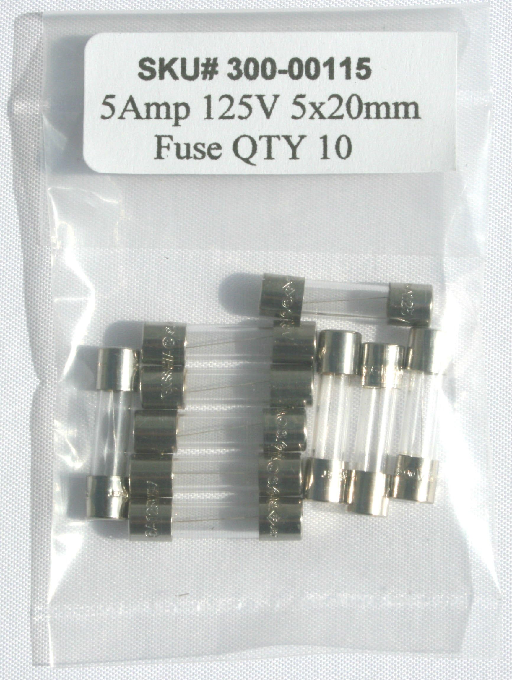 5A 125V / 5x20mm fuse / 5 AMP 125 volts/Fast Blow/Lot of 10