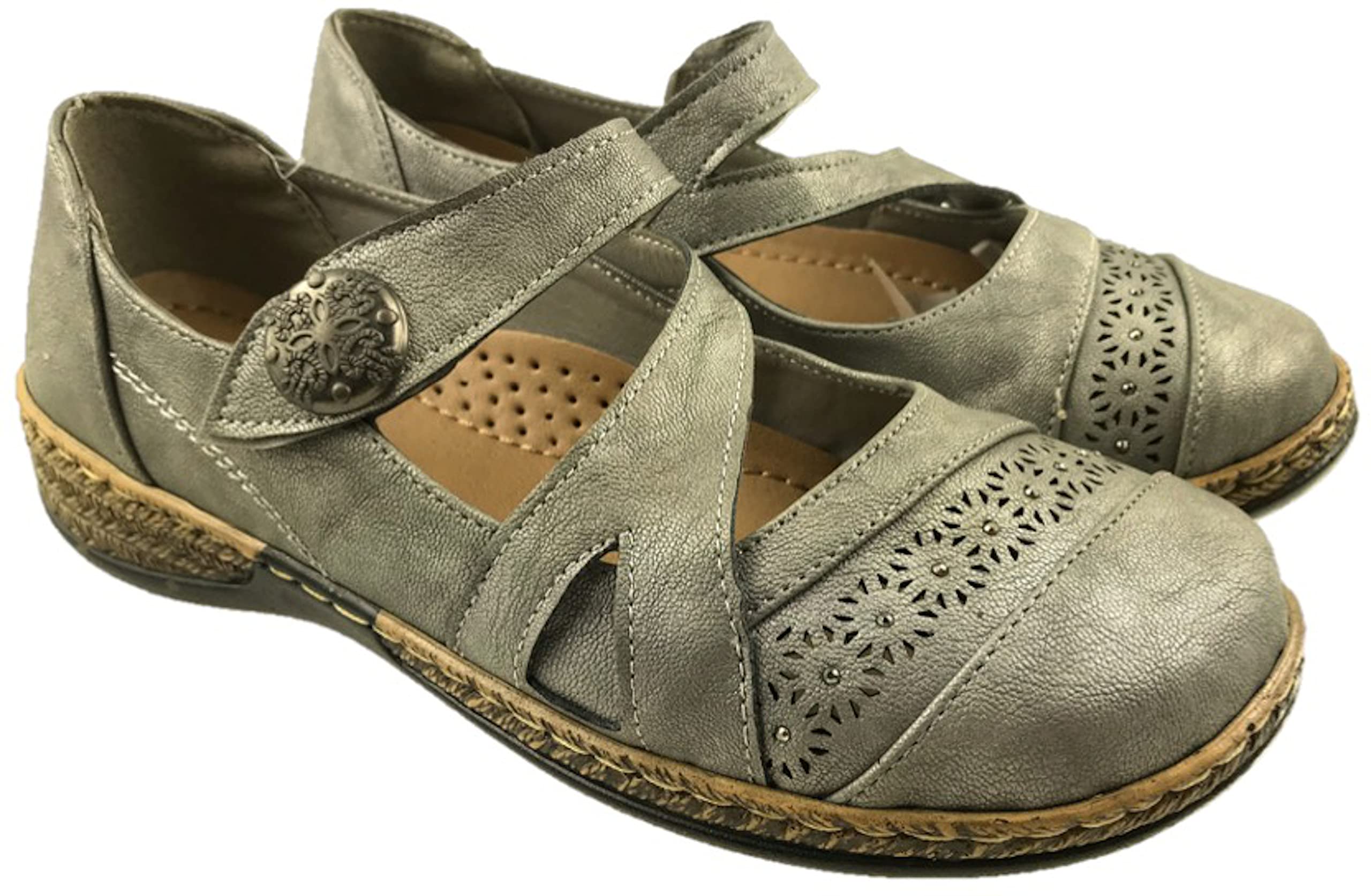 Ladies Faux Leather Mary Jane Low Wedge Comfort Walking Summer Shoes Size UK 3-9