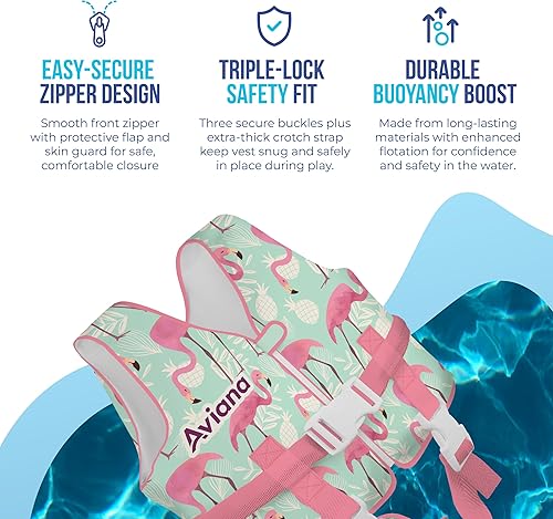 Miniatura 3 de Chaleco de natación para niños pequeños, flotadores para piscina, entrenamiento para nadar o pescar, 33-60 libras chaleco para niños y niñas