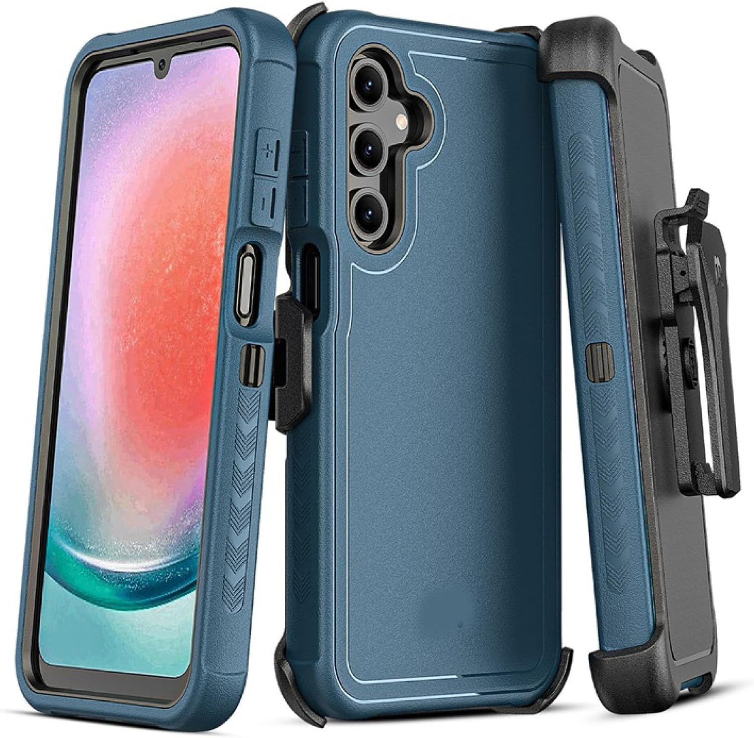 Rugged Holster Case Compatible with Galaxy A16 5G – Triple-Layer Military-Grade Drop Protection & Rotating Clip - Black