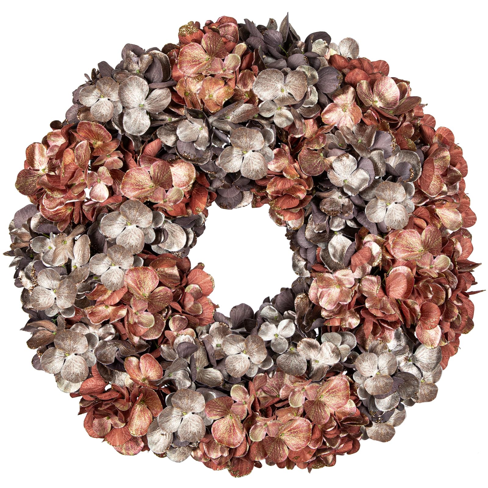 60cm Künstlich Hortensien Weihnachtskranz Deko Türkranz Kunstkranz Künstlich Türkranz für Weihnachten Künstlicher Adventskranz für Haustür, Hauswandbehang oder Weihnachtsdekoration, Winterschmuck