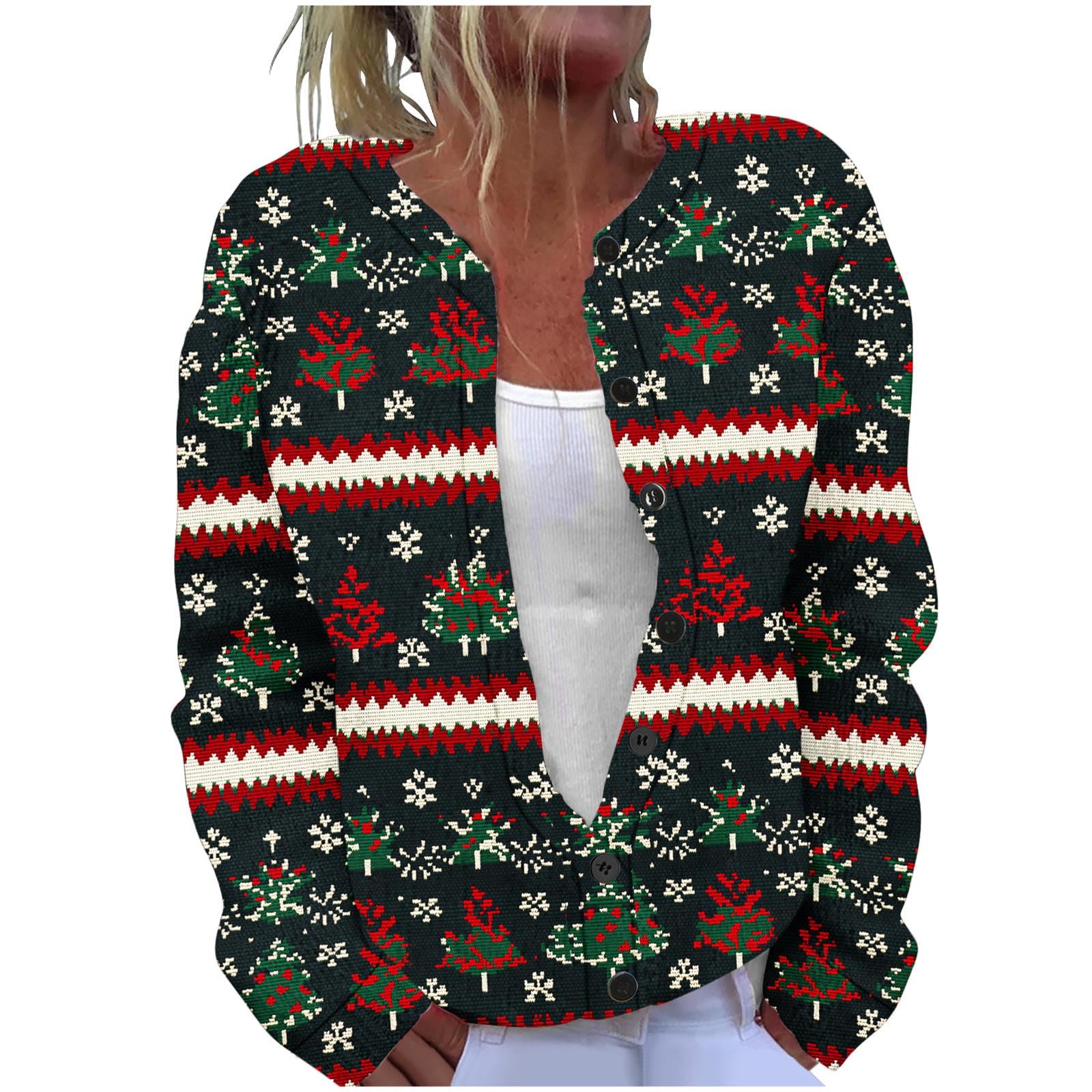 Women Christmas Cardigan Sweaters Long Sleeve Open Front Cardigan Funny Ugly Christmas Sweaters Fall Winter Clothes