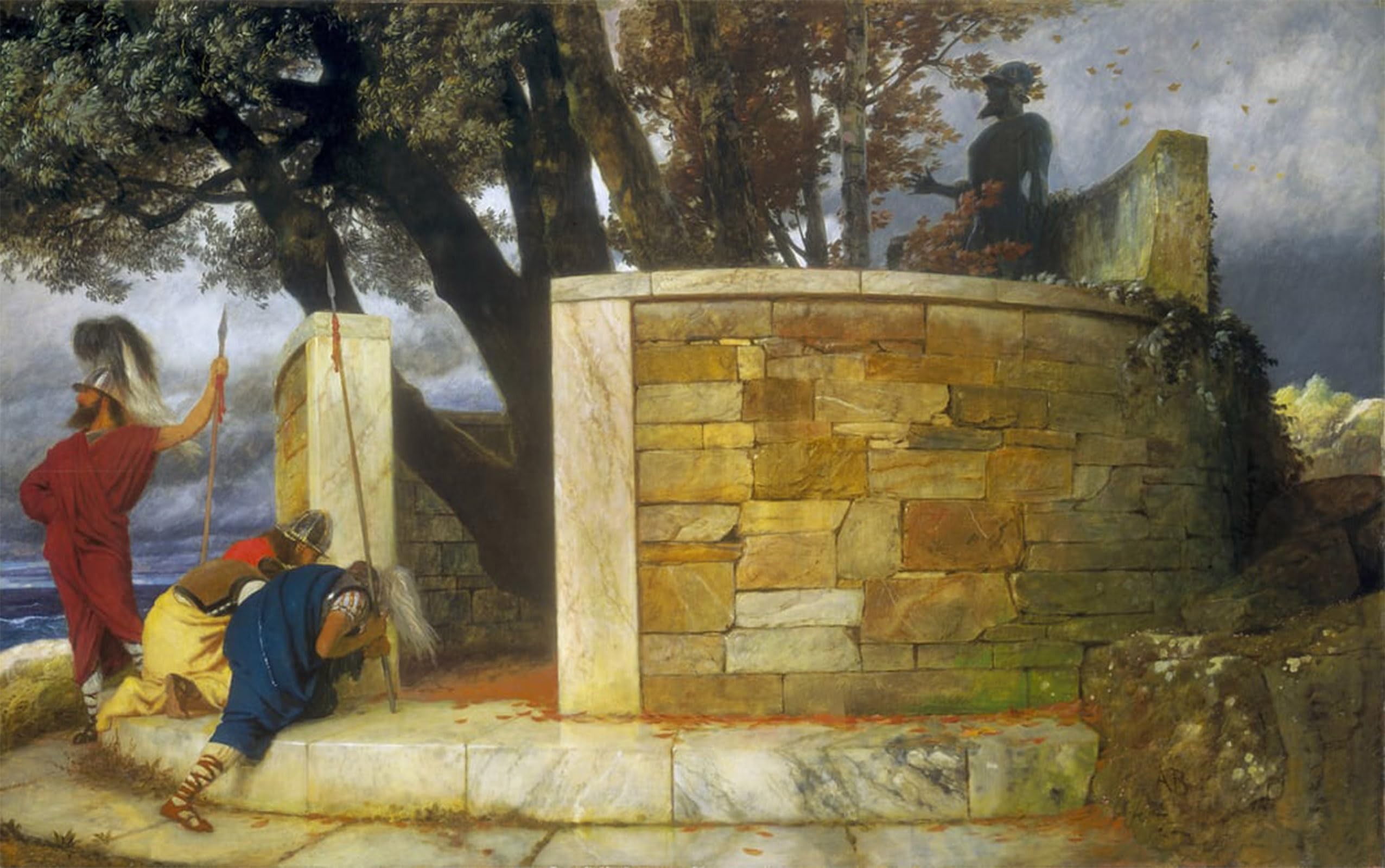 SERENDIPITP Aesthetic Poster Photo Wall Print Retro Picture the Sanctuary of Hercules by Arnold Böcklin Modern Wall Artwork for Home Decor 60x90cm