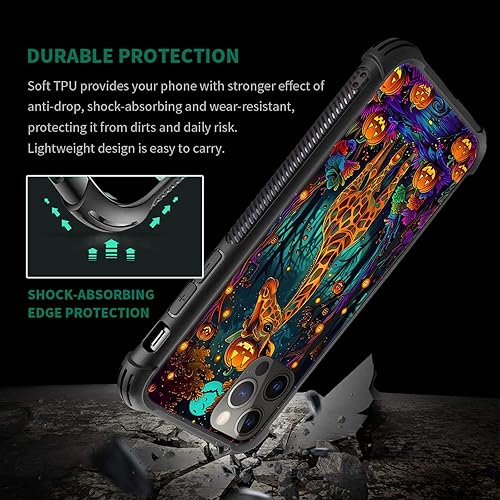 Vista 166 de Funda compatible con iPhone 12/12 Pro, funda de invasión de vaca alienígena OVNI, parte trasera de vidrio templado + funda protectora de silicona