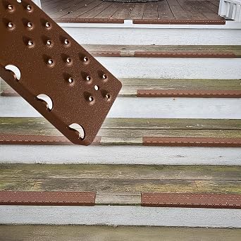 Non-Slip Aluminum Stair Nosings, Chestnut Brown, in 30", 36" and 48" Long, Screw Down, Permanent, Weatherproof, Anti-Skid Protection 1, 48" Long