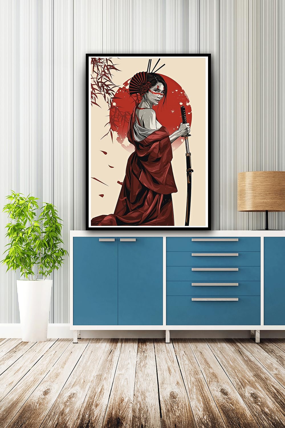 zhufuyl Japanese Female Warrior Vintage Retro Female Ninja Posters