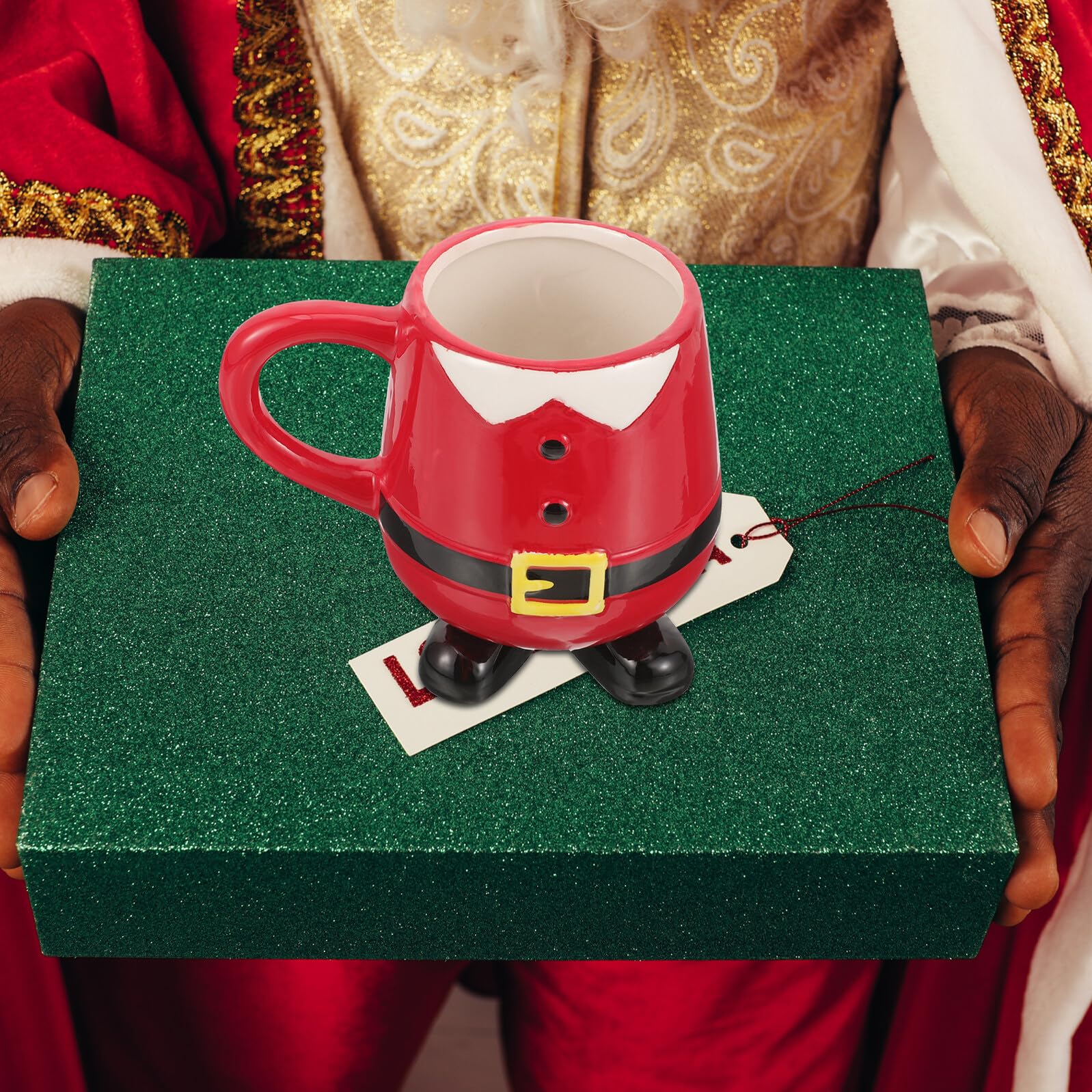 jojofuny Taza Navideña de Cerámica Diseño de Papá Noel y Muñeco de Nieve Taza de Café Decorativa Asa Ergonómica Adecuado para Hogar Oficina y Fiestas de Navidad Vaso de Agua de Dibujos
