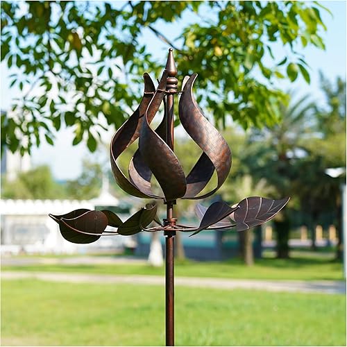 Miniatura 8 de Whirligigs - Molinillo de viento para jardín, esculturas cinéticas de viento de metal para exteriores, decoración para patio y jardín, molinillos de
