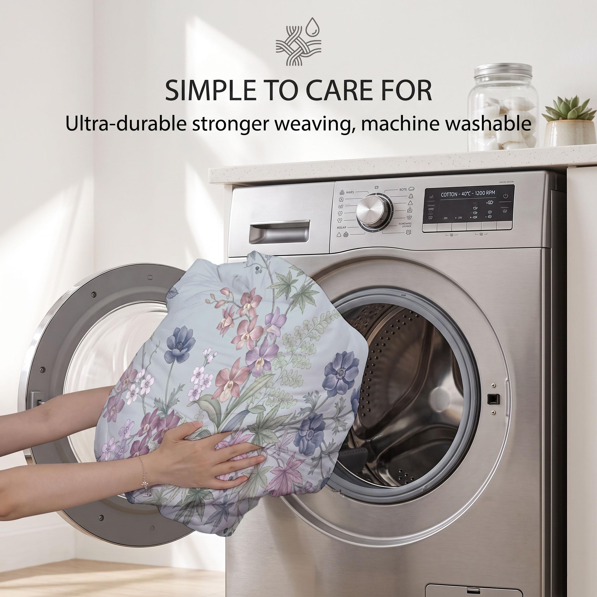 Copriletto Trapuntato Per Bambini Con Piante Semplici Da Campagna | Trapunta Singolo Invernale, Grigio, Piumone Caldo Morbido Foglie Floreali Delicate Per Decorazione Camera Da Letto