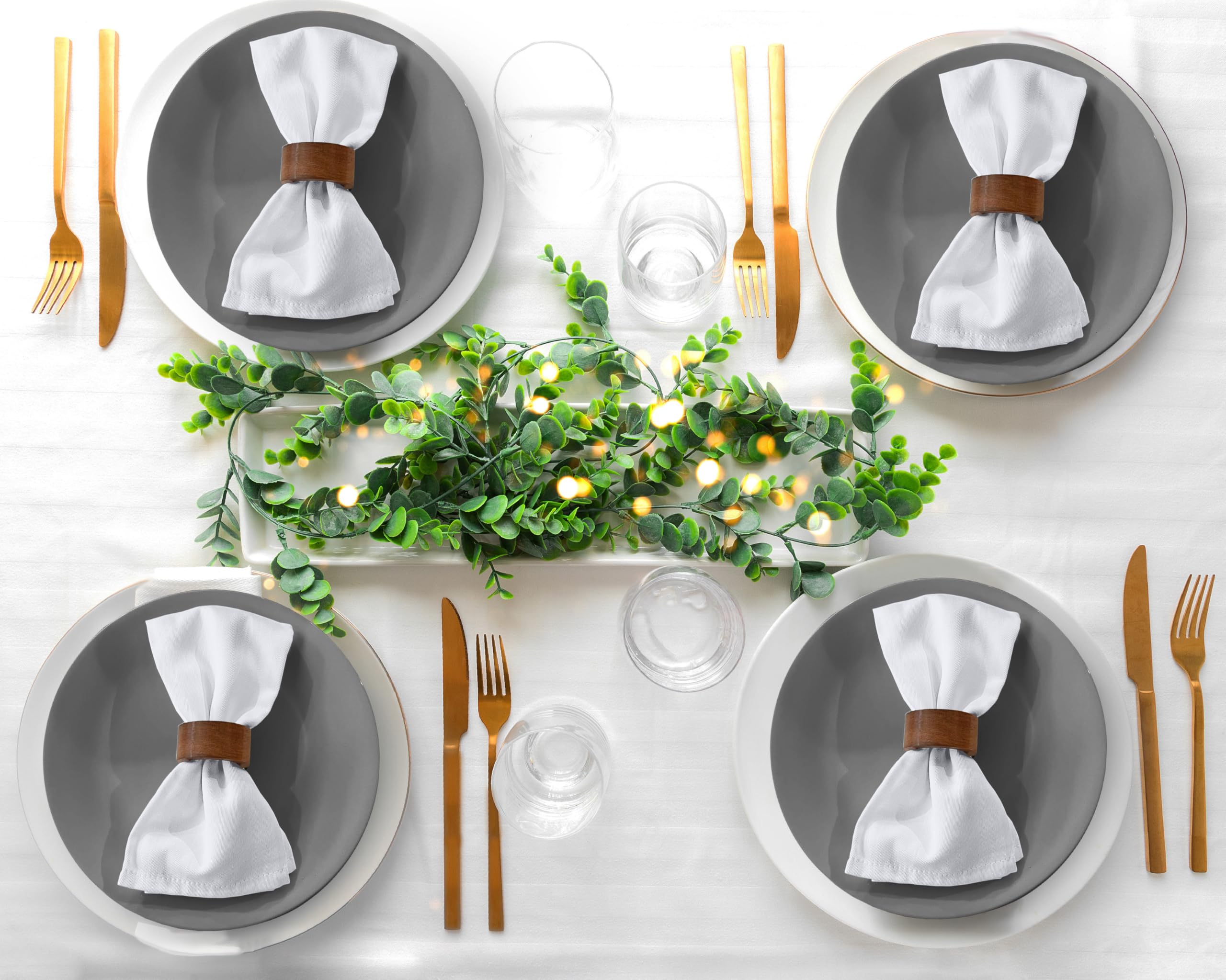 Zoyer Set di 12 tovaglioli di stoffa, 45 x 45 cm, in cotone, lavabili, morbidi e resistenti, per feste, matrimoni, Natale, Ringraziamento e uso quotidiano, colore: bianco