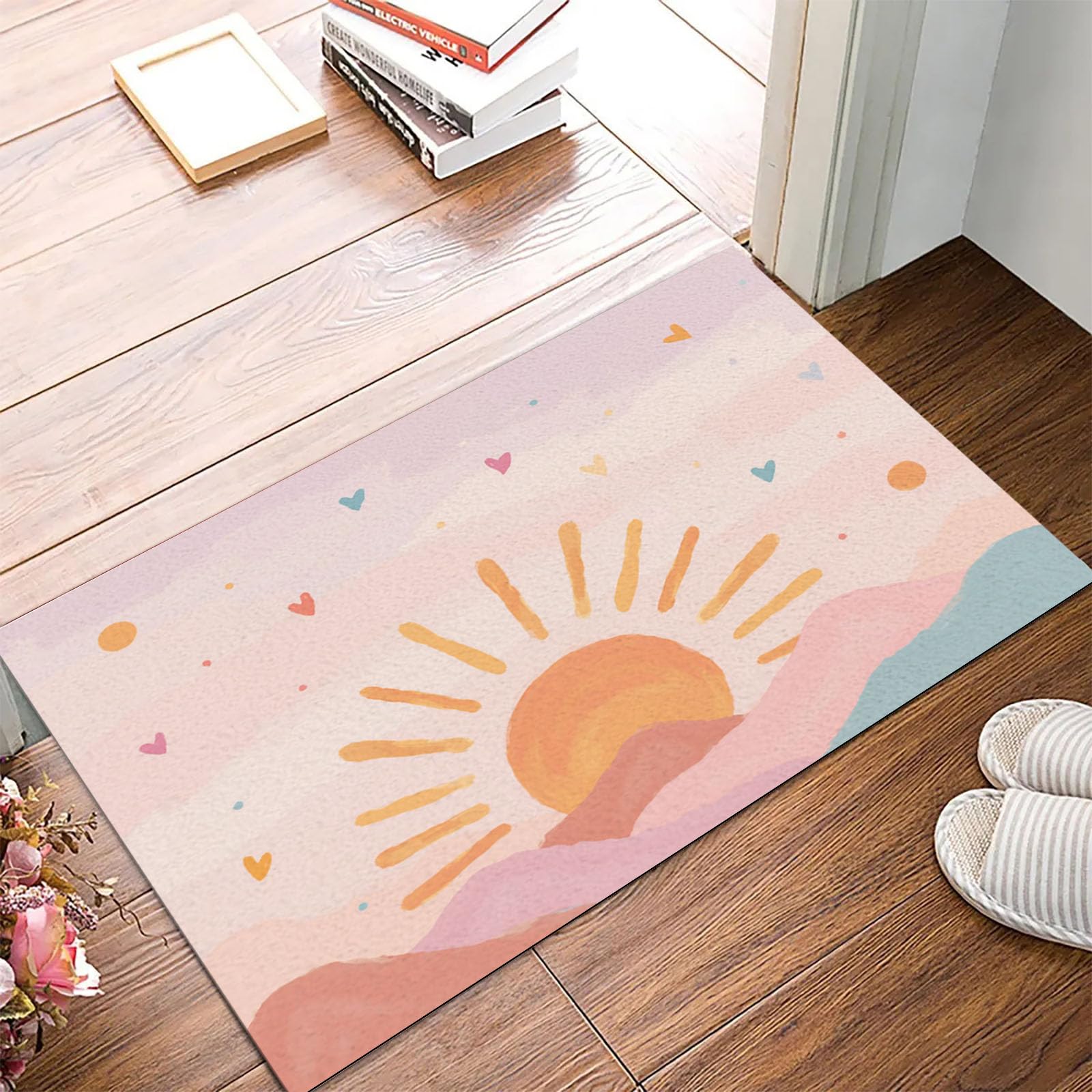 Tapis de porte bloqué ? Découvrez le paillasson soleil aquarelle fin et antidérapant