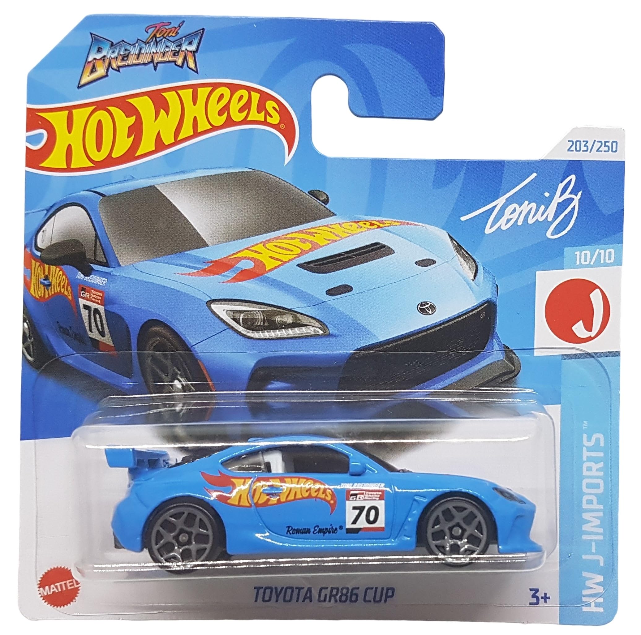 Hot Wheels Toyota GR86 Cup Toni Breidinger HW J-Imports 10/10 (203/250) HRY77 Blue 2024 + Protector Short Card Frikimonkey