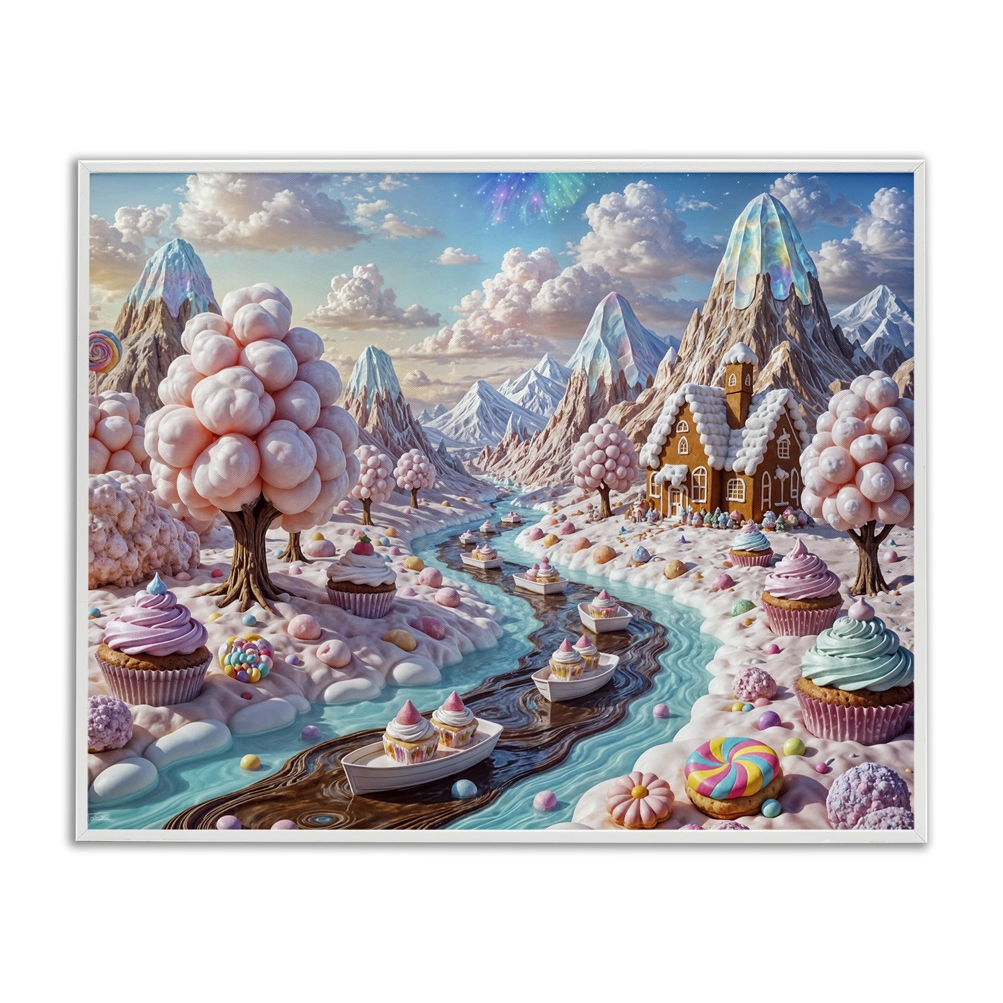 Stupell Industries Coastal White (Textured) 'Dreamlike Candy Land Whimsy'| Framed Giclee Art