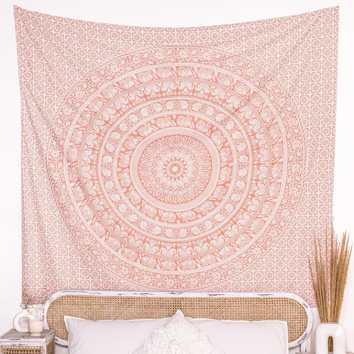 Craft Trade Mandala Elephant Tapestry Pink Hanging Tapestry Boho Hippie Tapestries for Decor Living Room Yoga Meditation and Bedroom - Image 2