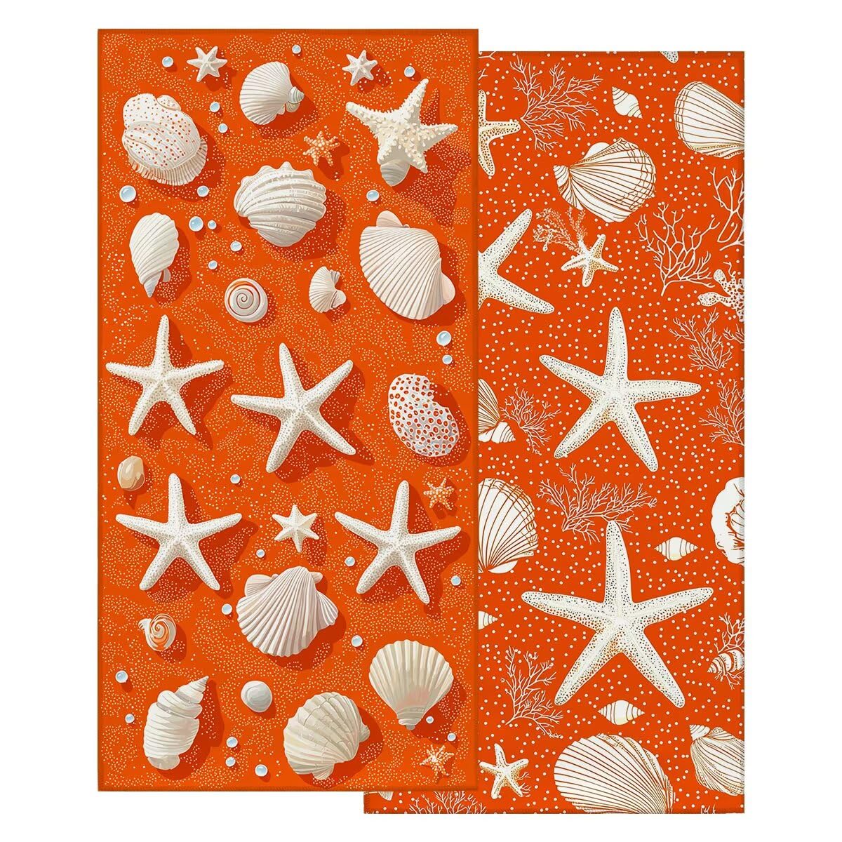 Ręcznik plażowy XXL, 100 x 200 cm, zestaw 2 szt., z mikrofibry, ręcznik plażowy, pomarańczowy, szybkoschnący, do sauny, fitness, bez piasku, ręcznik plażowy, do sauny, duży ręcznik kąpielowy, prezent