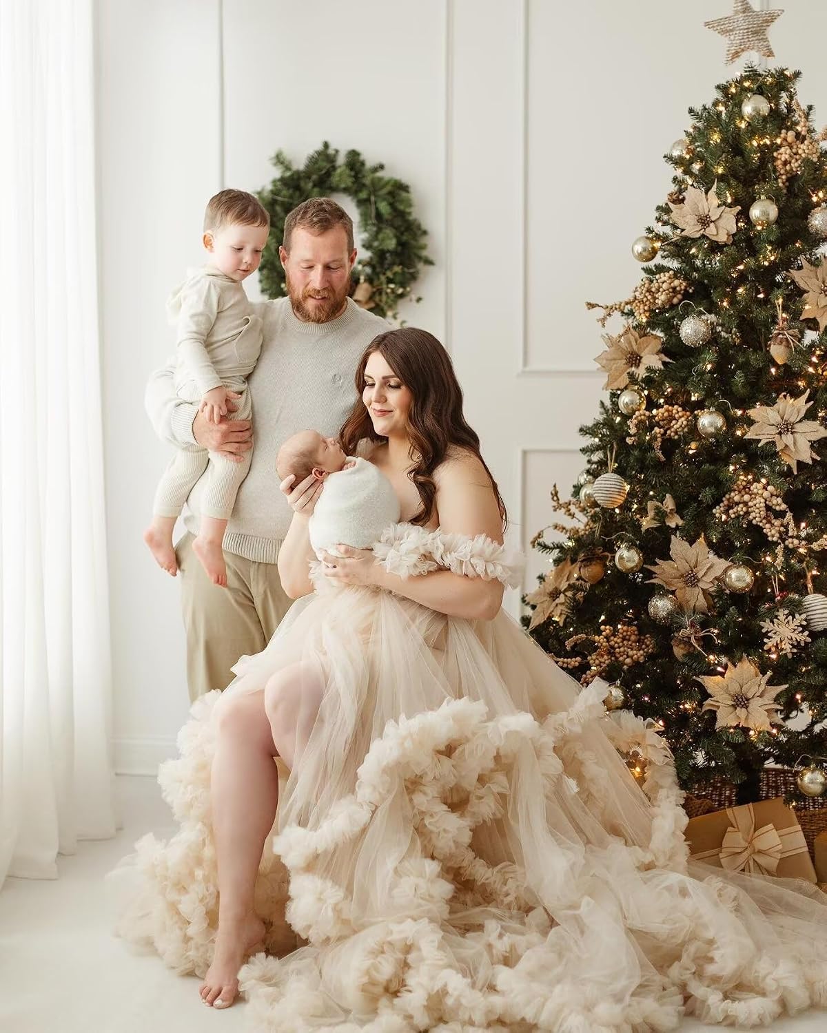 Tulle Maternity Dress for Photoshoot Long Puffy Ruffles Bridal Lingeria Pregnancy Gowns Bathgown BabyShower Dress