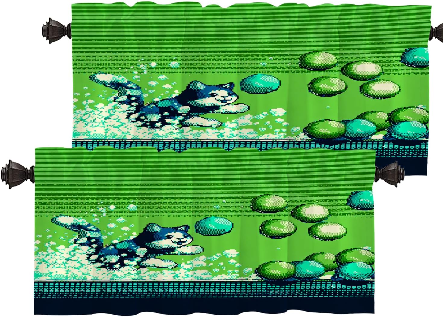 Batmerry Retro Game Cat Avoidance Thermal Insulated Valances For W