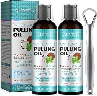 Mint Oil Pulling Mundwasser mit Zungenschaber