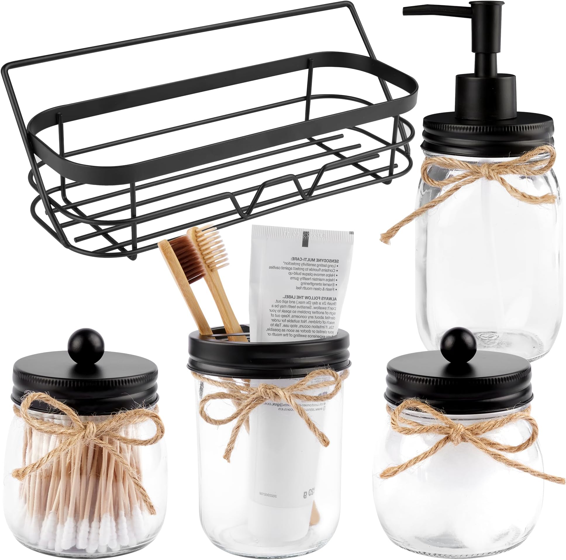 Amazon.com: Mason Jar Bathroom Accessories Set(4pcs)- Jars Not Included ...