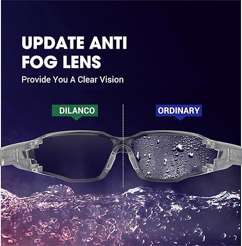 Miniatura 7 de DILANCO Gafas de seguridad transparentes, marcos ajustables con agarres antideslizantes y protección UV completa para mujeres y hombres