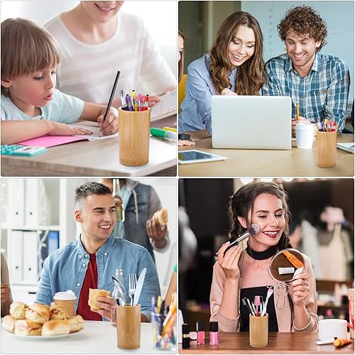 Miniatura 7 de Zhehao 6 soportes para bolígrafos de bambú de madera maciza, soporte para lápices, organizador de lápices de madera para escritorio, organizador de