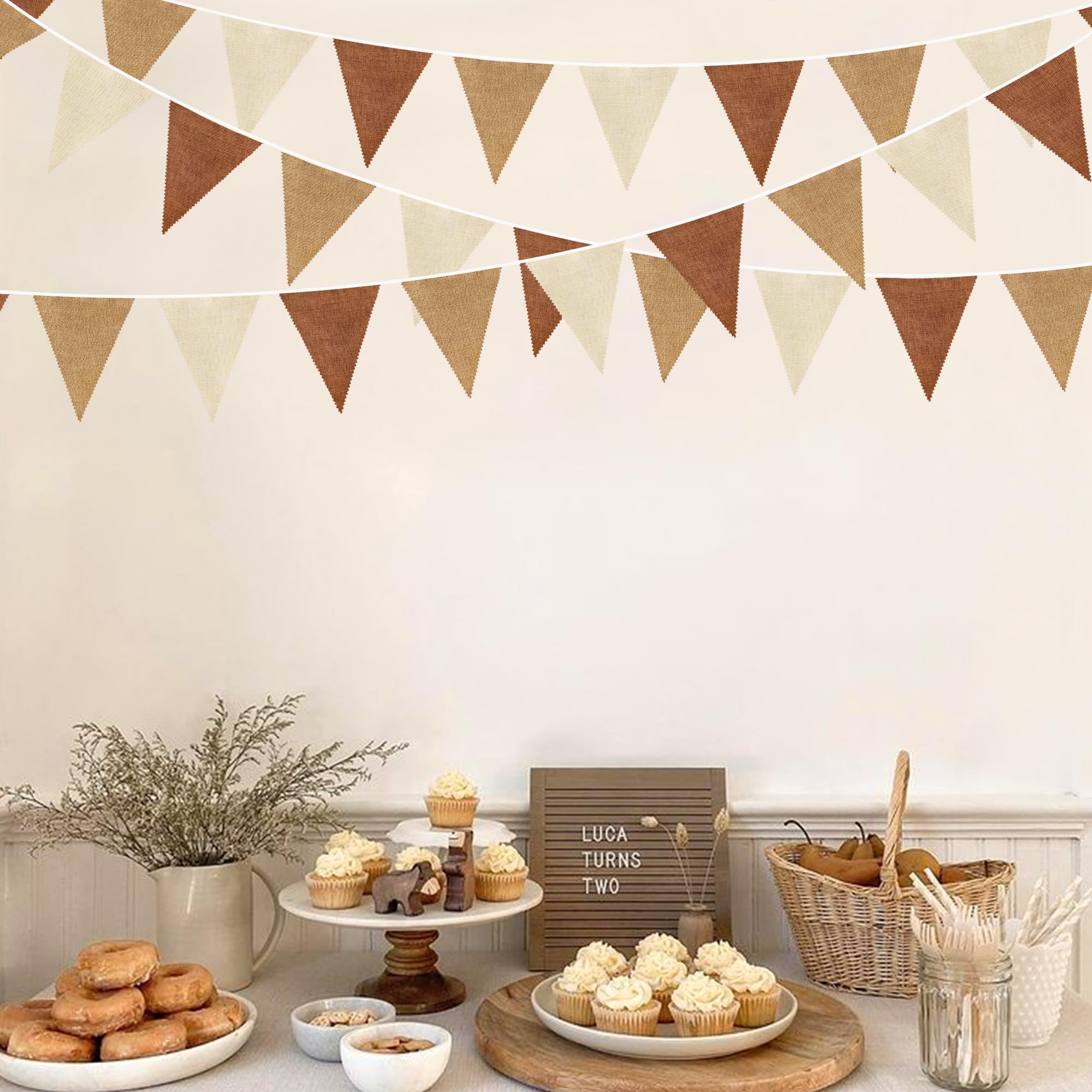Boho-Wimpelkette Aus Veganem Leder – Altrosa Dreiecks-Girlande Für Kinderzimmer & Partydeko