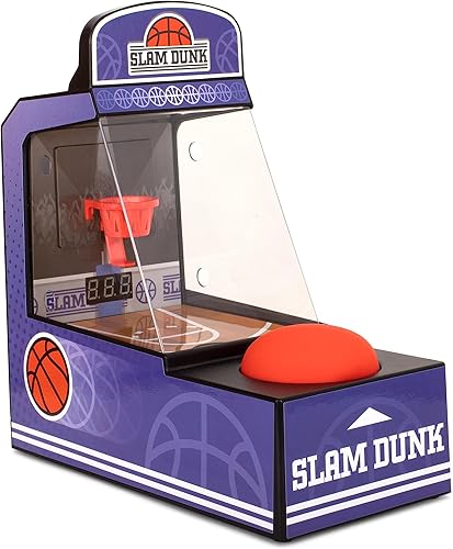 Mini juego de baloncesto retro arcade, máquina de arcada de escritorio, juego de baloncesto de mesa portátil con contador de puntuaciones, aro de