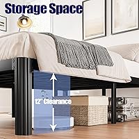 Vista 6 de Hunlostten 14in High King Bed Frame No Box Spring Needed, Heavy Duty King Platform Bed Frame with Round Corners, Easy Assembly, Noise Free, Black