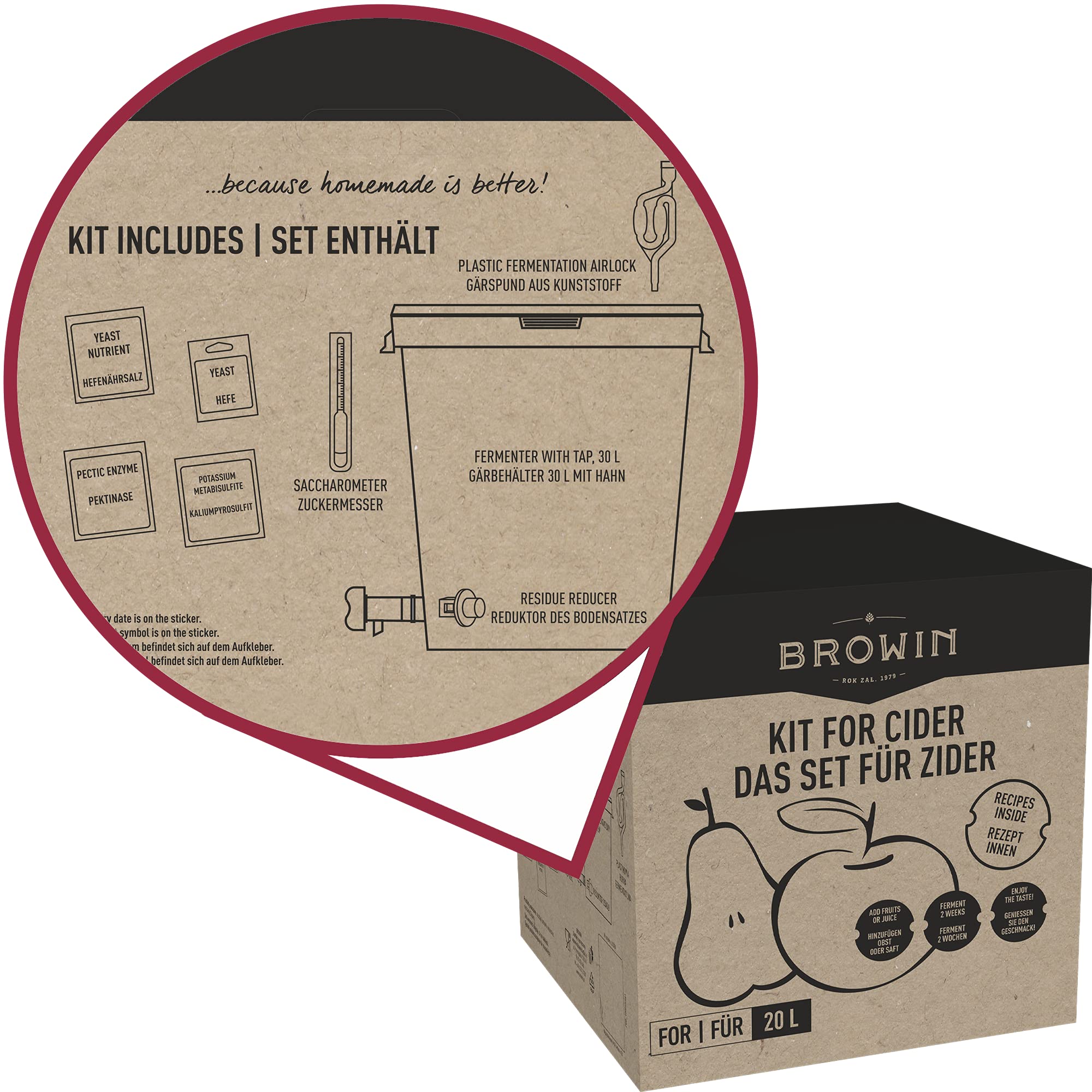 Browin 400040 Set for Cider 20 L, Un Set Completo per Fare Il Sidro in casa, Perfetto Come Regalo