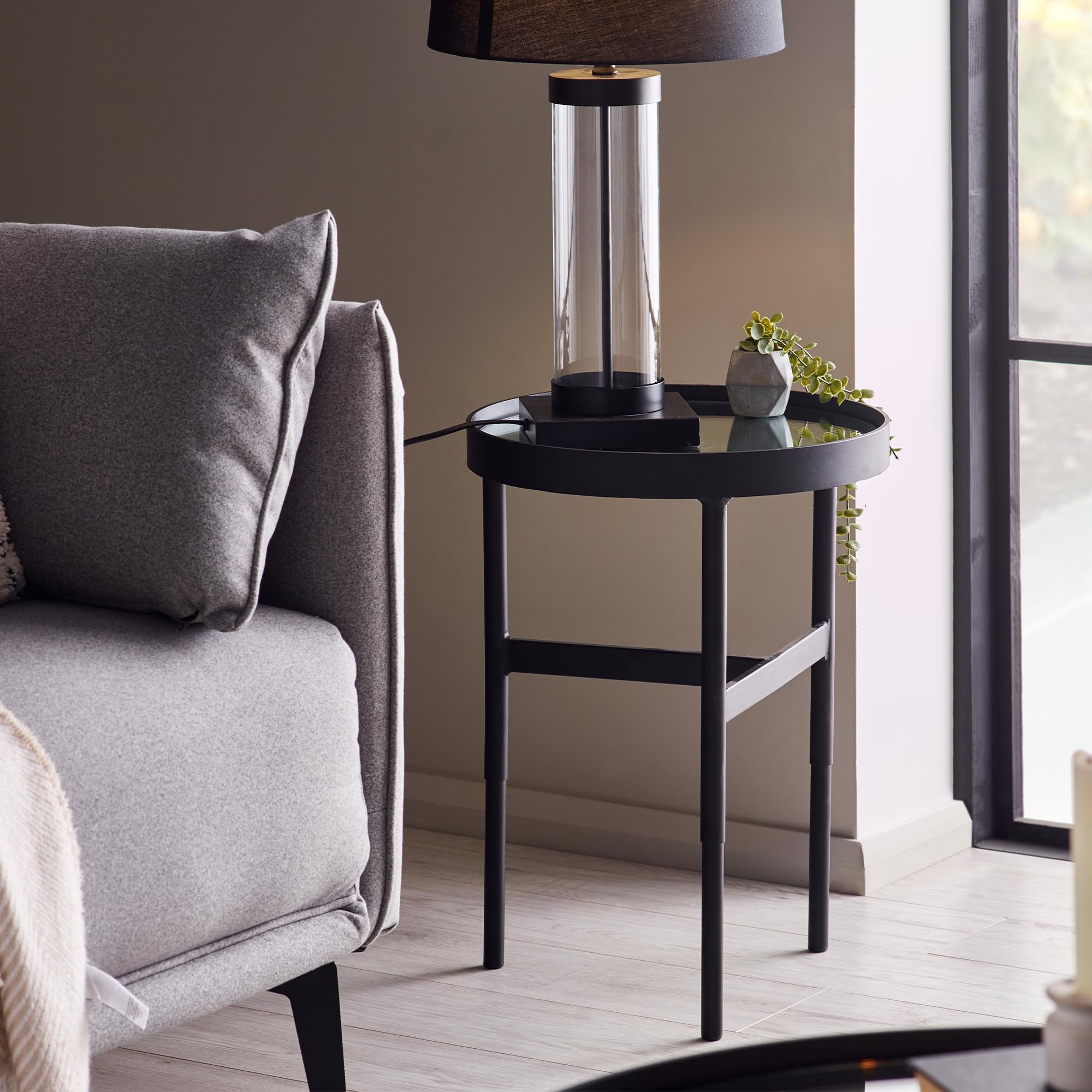 Julian Bowen - Franki Side Table - Round - Glass - Black