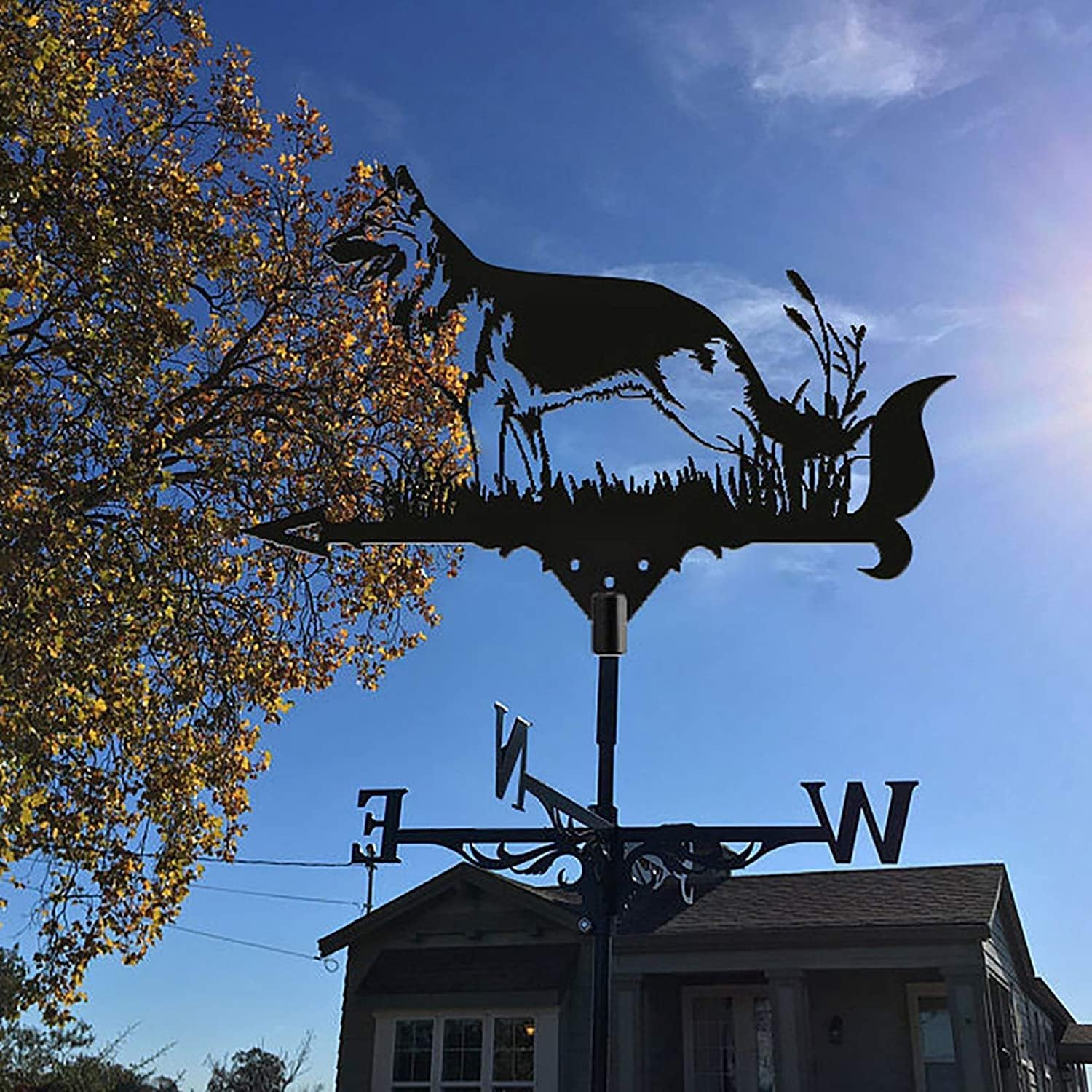 Weather Vane Dog weathervane Garden Wind Vane Iron Weather Vane for Roofs Outdoor Yard Lawns Backyards,Shepherd (Color : Shepherd)
