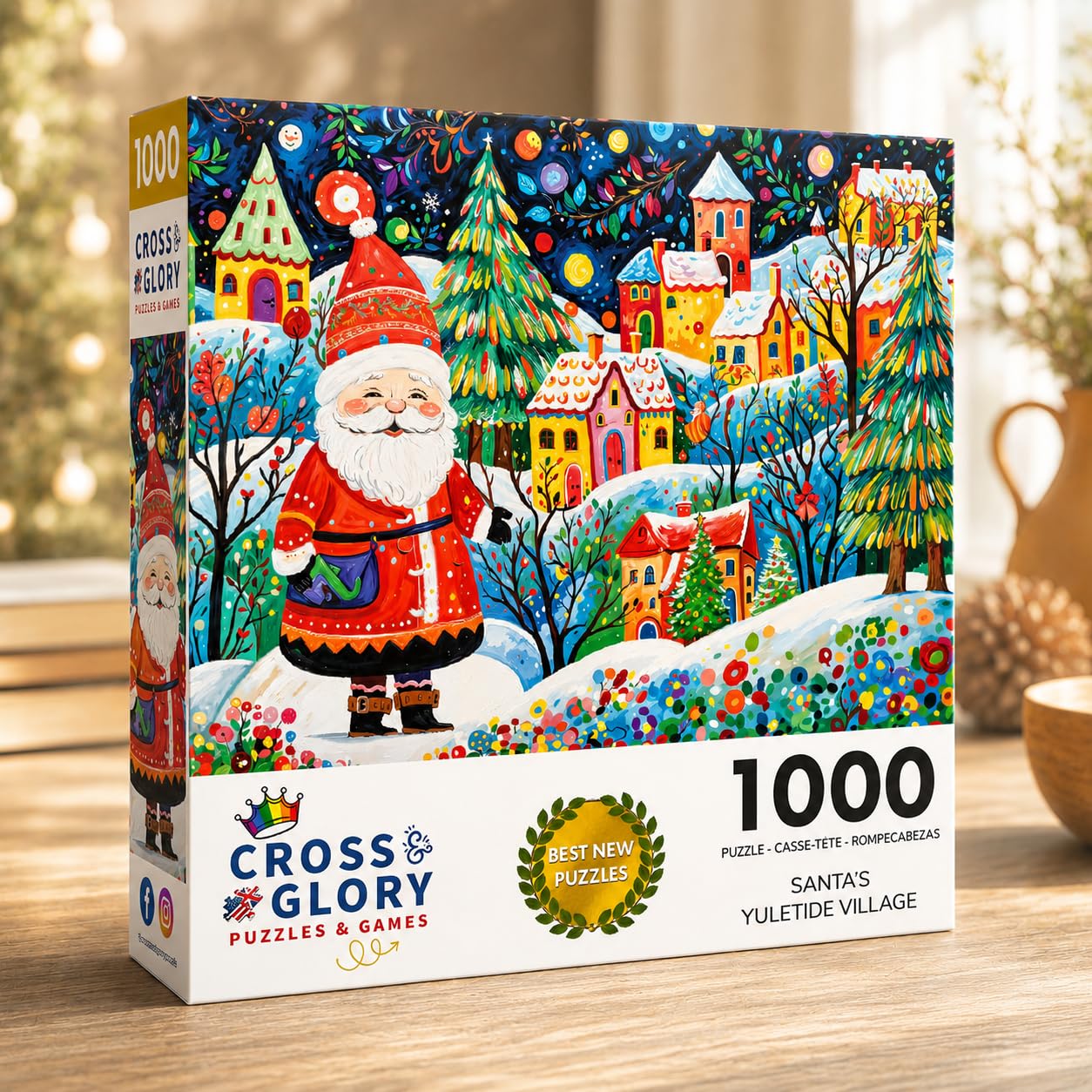 Cross & Glory - Puzzle natalizio da 1000 pezzi con Babbo Natale Yuletide Village by Cross & Glory - Sfida natalizia a tema Babbo Natale - Perfetto per feste in famiglia e amanti dei puzzle