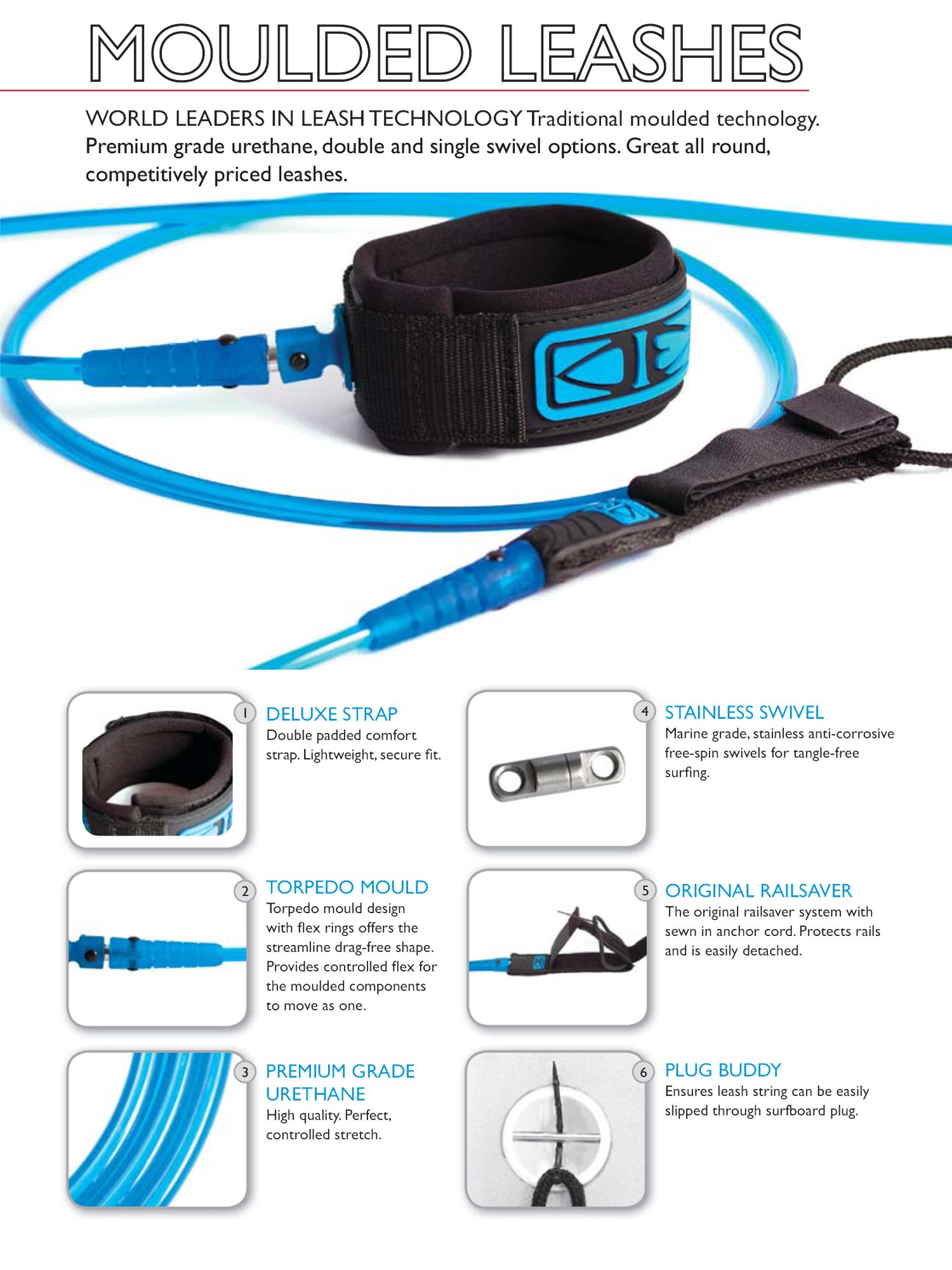 Ocean Earth - Surf Leash Regular - Taille:one Size