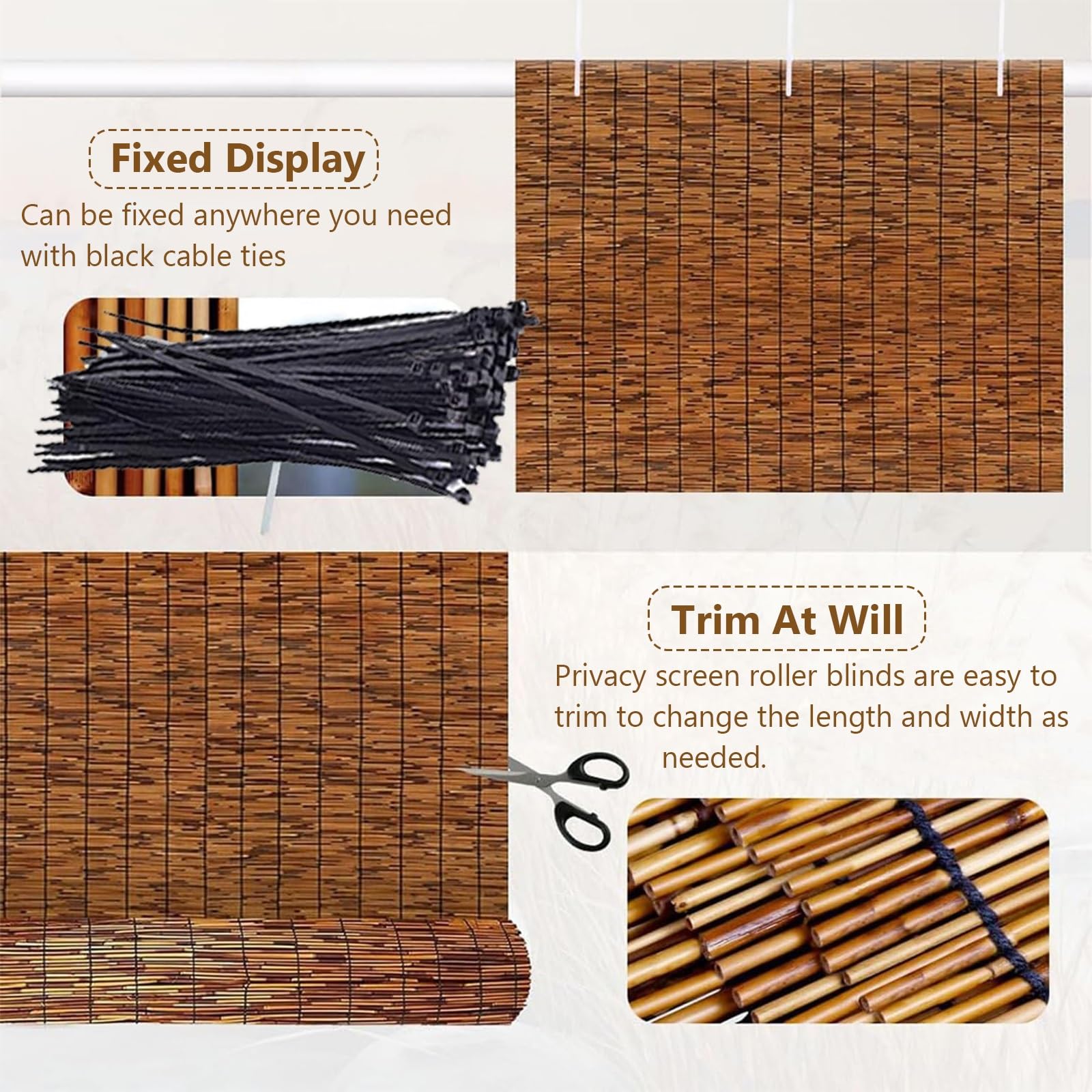 Clôture en Roseau, Brise-Vue pour Patio, Clôture en Bambou Naturel Tissé À La Main, Respirant, Facile À Installer, Clôture D'intimité pour Patio Extérieur(100x700cm(3.3x23.0FT))