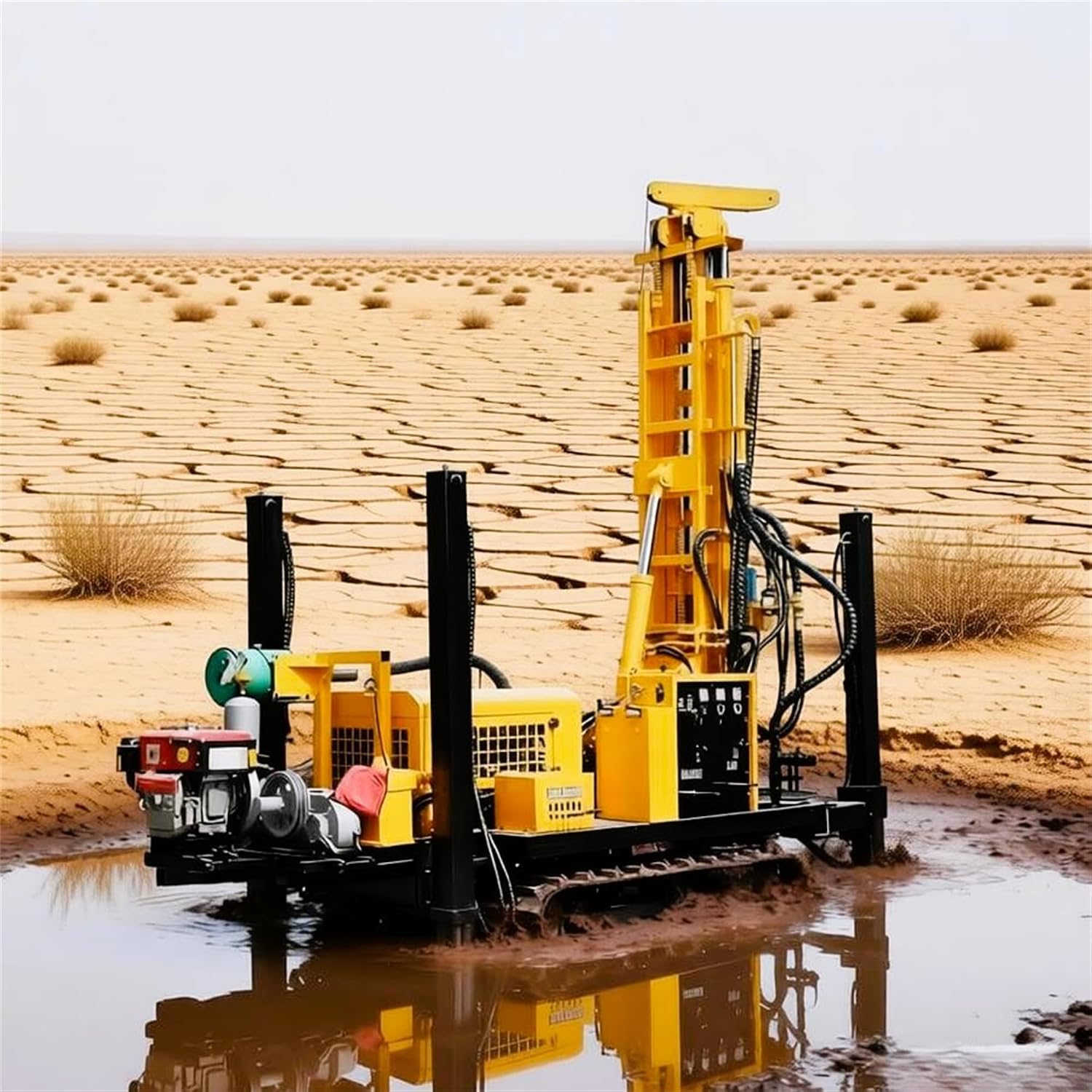 Professional Water Well Drilling Rig 200m Depth Portable Water Well Drilling Rig Heavy-Duty Hydraulic Bore Machine Water and Air Dual-use Drilling Rig for Agricultural Irrigation Wells