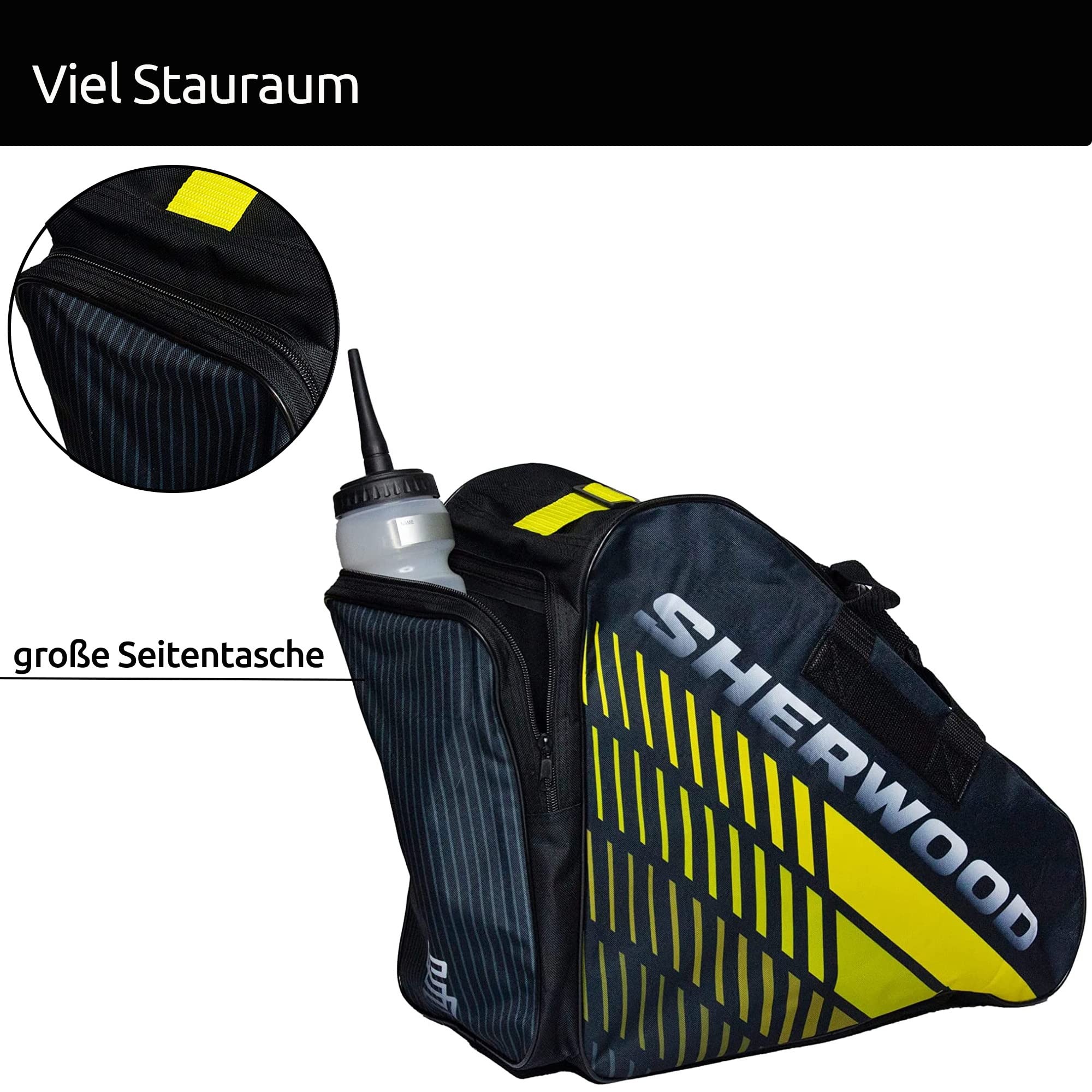 Sherwood Borsa da ghiaccio per adulti e bambini, borsa da hockey su ghiaccio, ideale per pattini a rotelle e pattinaggio su ghiaccio (giallo)