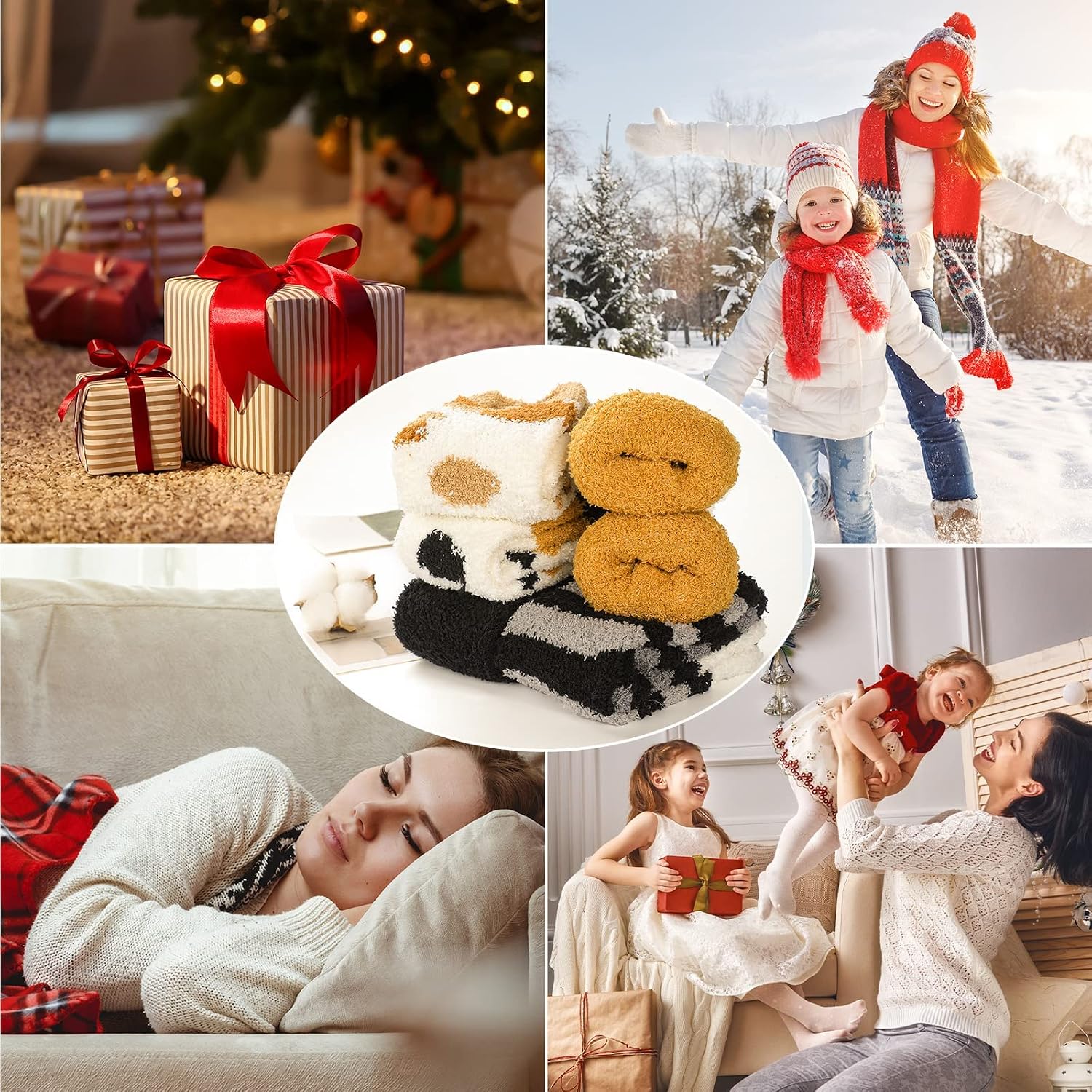 Clothirily Fuzzy Socks for Women - Winter Fluffy Sock Womens, Funny Cute Animal Socks Soft Slipper Sock for Women