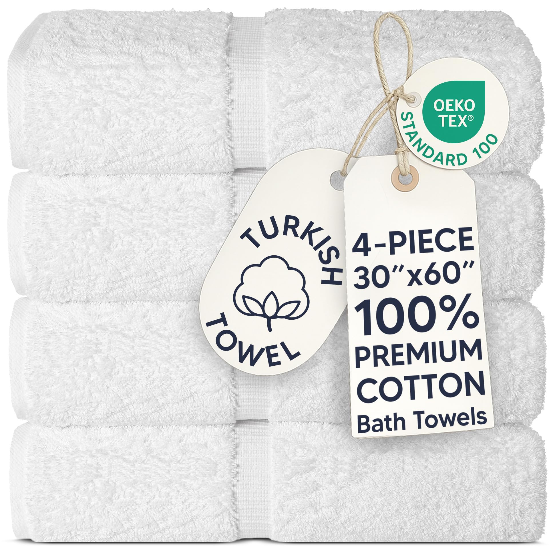 Chakir Turkish Linens 4-Piece Large Bath Towels