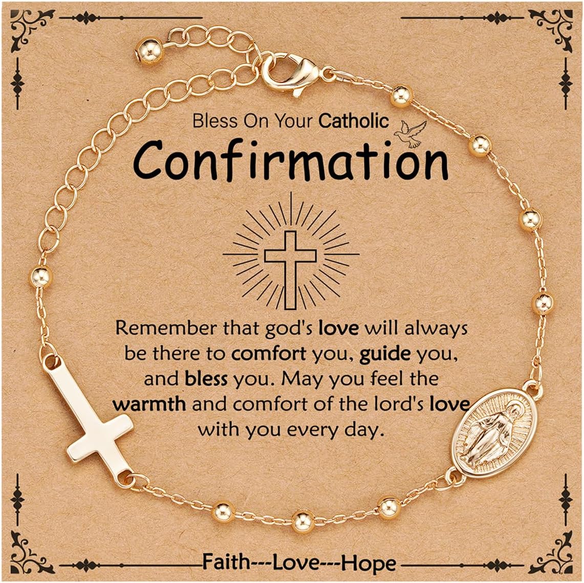 VULETO Catholic Virgin Mary Cross Bracelet Gifts for Girls Teens Women, Rosar...