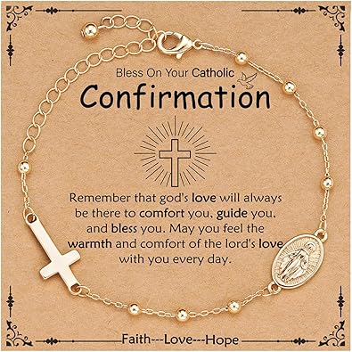 Catholic Virgin Mary Cross Bracelet Gifts for Girls Teens Women, Rosary Beads Charm Link Chain Bracelet Christmas Christian Religious Jewelry Gifts