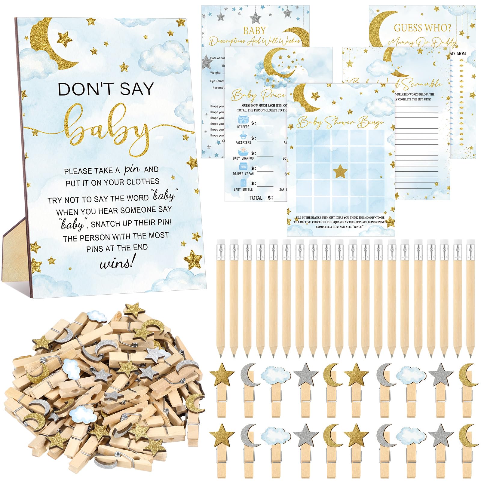 Patelai 321 Pcs Baby Shower Games Supplies, over the Moon