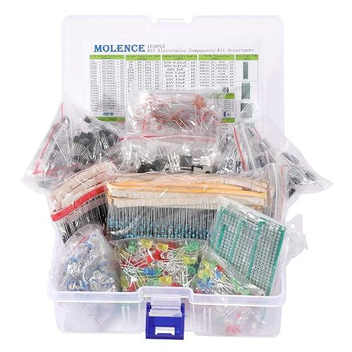 Molence 1818PCS DIY Electronics Components Kit Assortment for Arduino | Resistors, LED, Triode, Capacitors, Diodes, PCB, Potentiometer, Variable Resistance, Stabilivolt, for Raspberry Pi