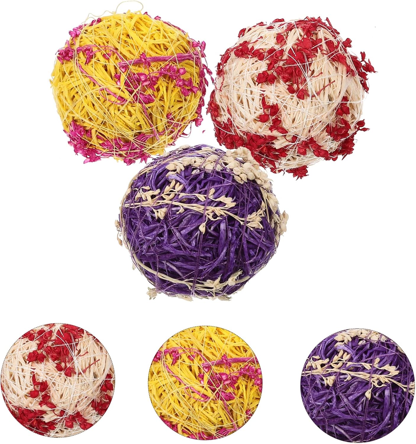 45pcs Natural Rattan Decorative Balls for Home Decor Rustic Vase and Bowl Fillers DIY Craft Orbs for Weddings Parties Christmas and Holiday Decorations