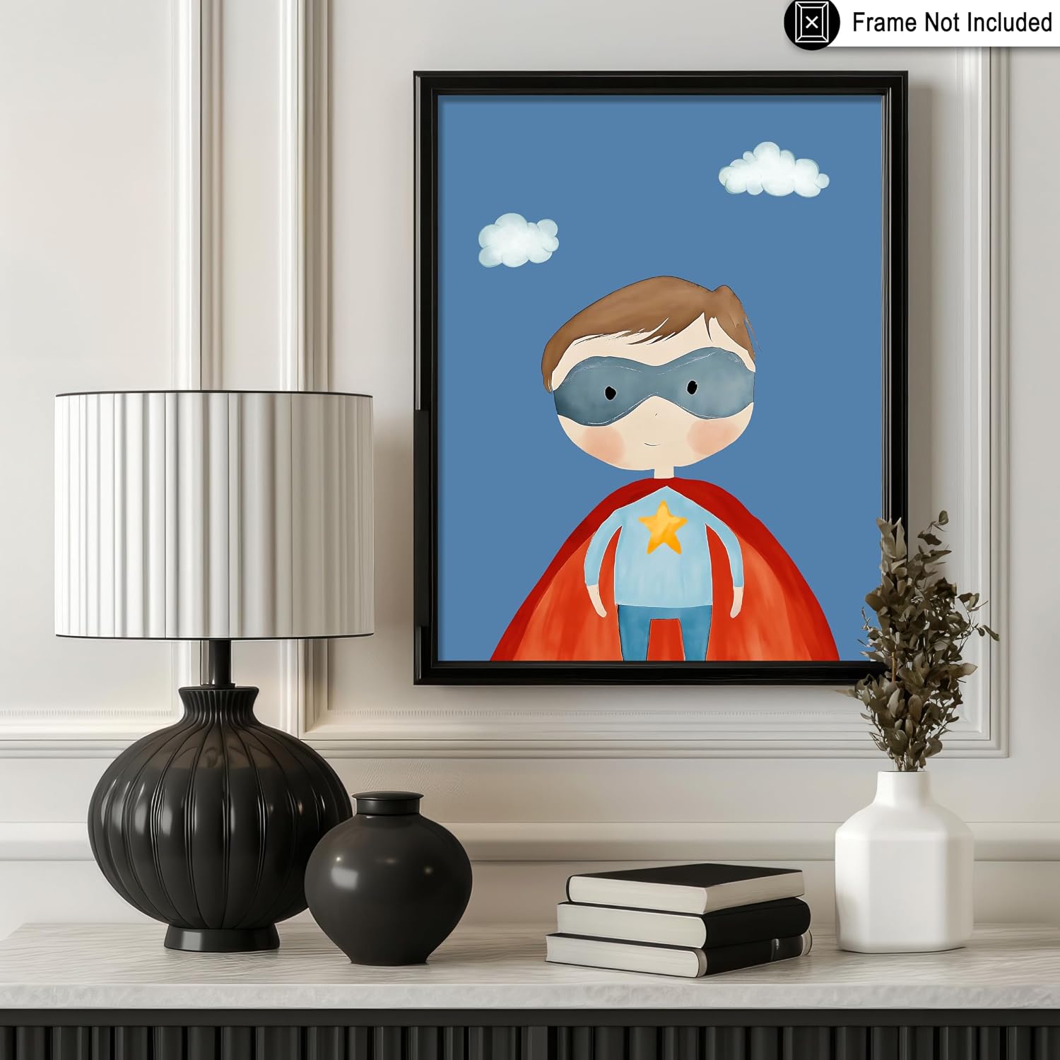 Poster Master Nursery Poster - Superhero Print - Whimsical Boy Art - Fun Toddler & Playroom Art - Cute Nursery Wall Art - Boho Kid's Room Decor - 8x10 UNFRAMED Wall Art