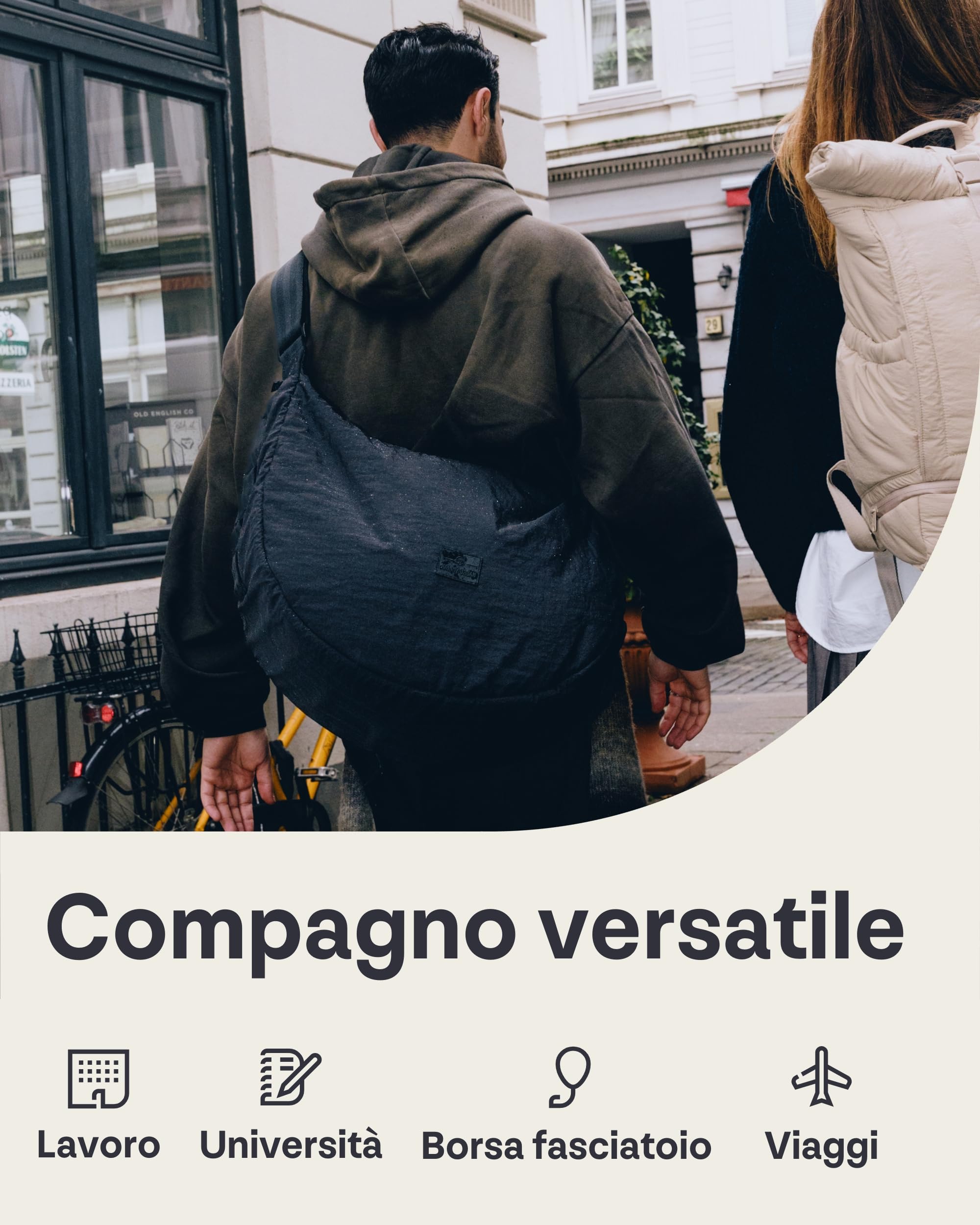 Johnny Urban Borsa a Tracolla Donna Uomo Nero - Kaia XL - Borsetta Mezzaluna - Nylon Puffer Moon Bag - Borse a Spalla Elegante e Casual - Regolabile Marsupio alla Moda - Impermeabile