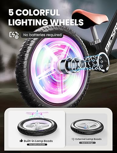 Miniatura 2 de besrey Bicicleta de equilibrio para niños de 2 años, marco totalmente metálico, ruedas de iluminación activadas por movimiento de 12 pulgadas, todo